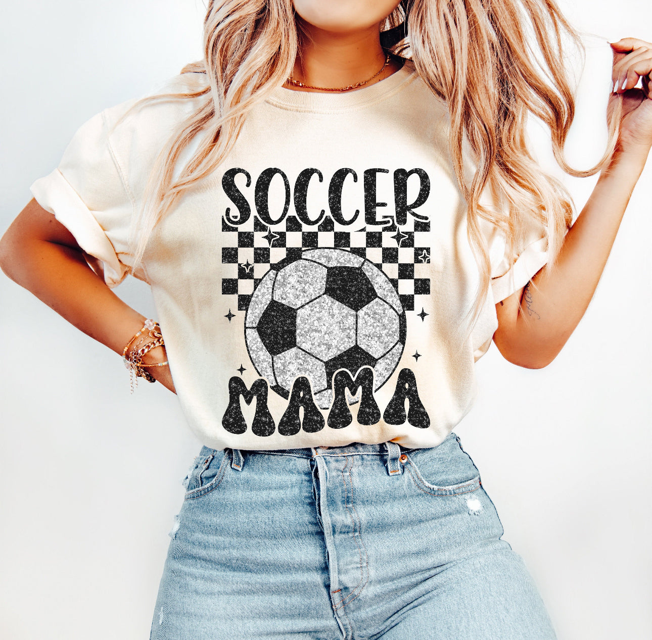 faux glitter soccer mama