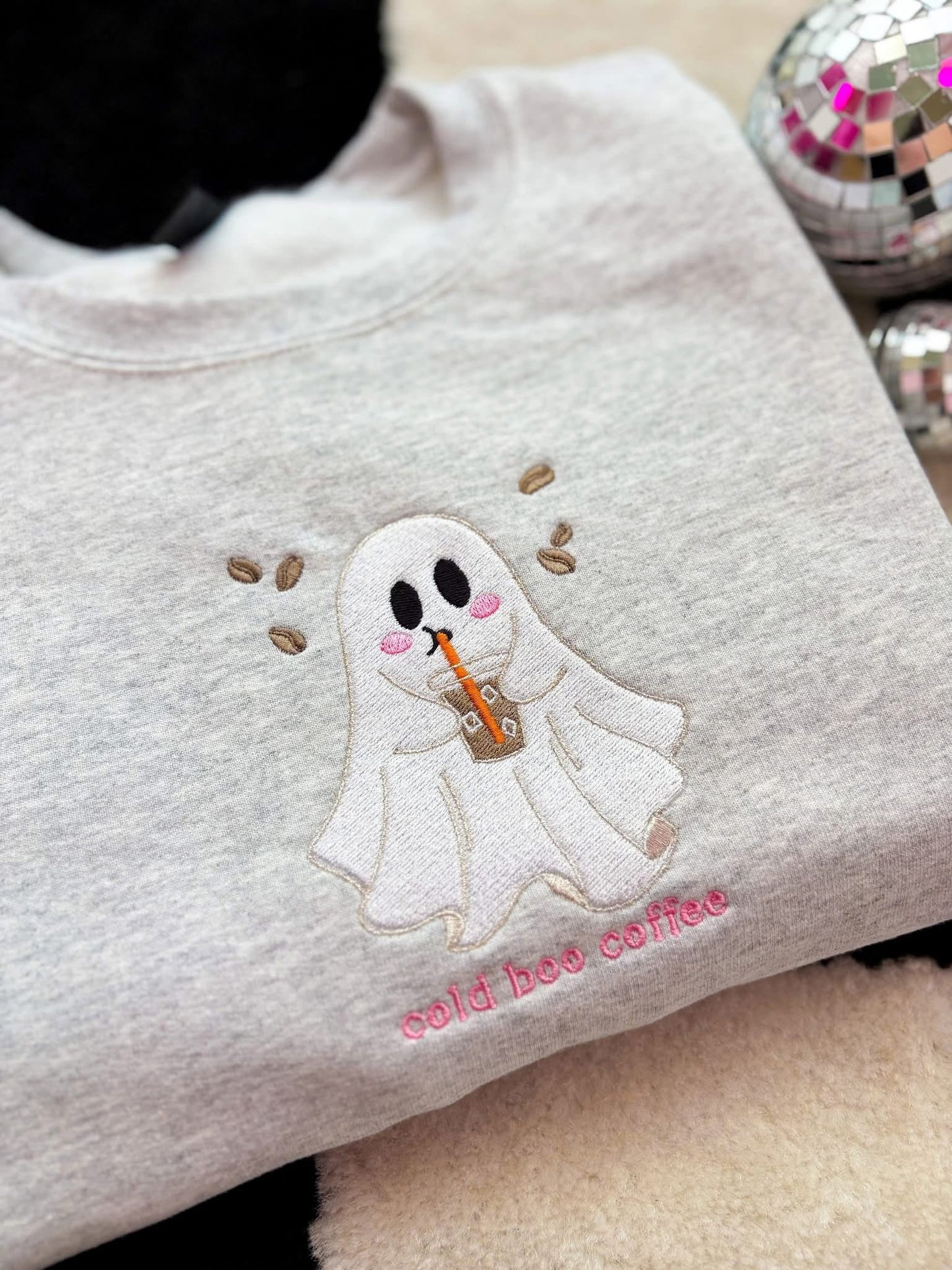 Cold boo coffee embroidered sweatshirt