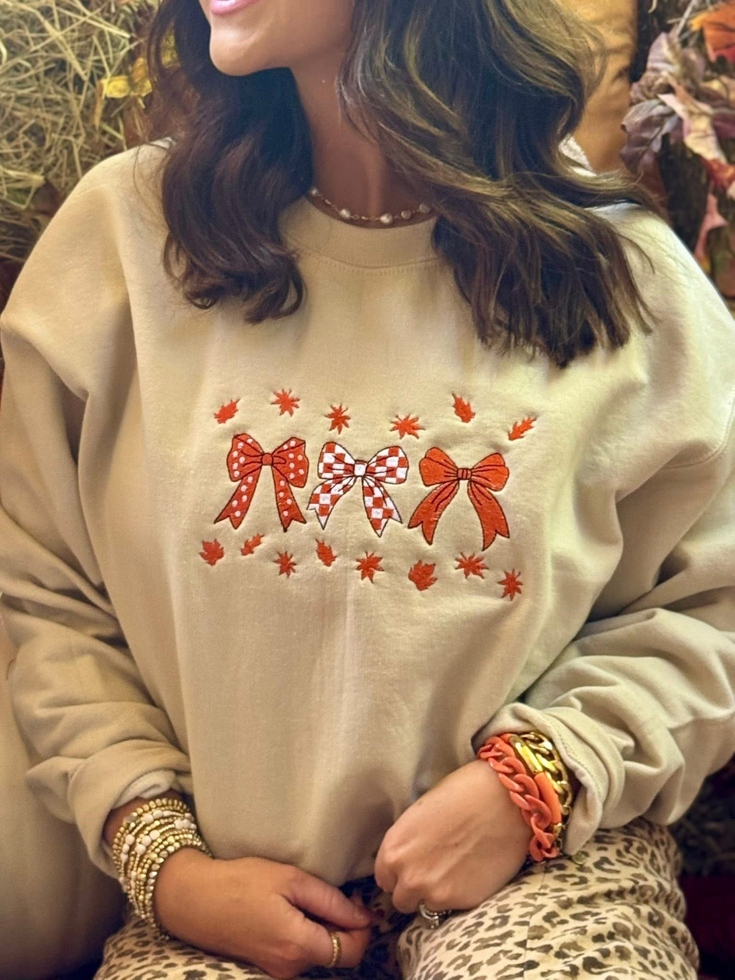 Fall coquette embroidered sweatshirt