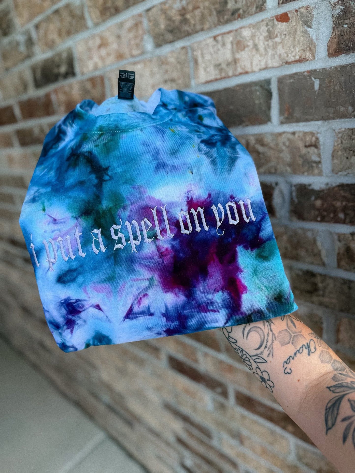 Spell on you embroidered hand dyed sweatshirt