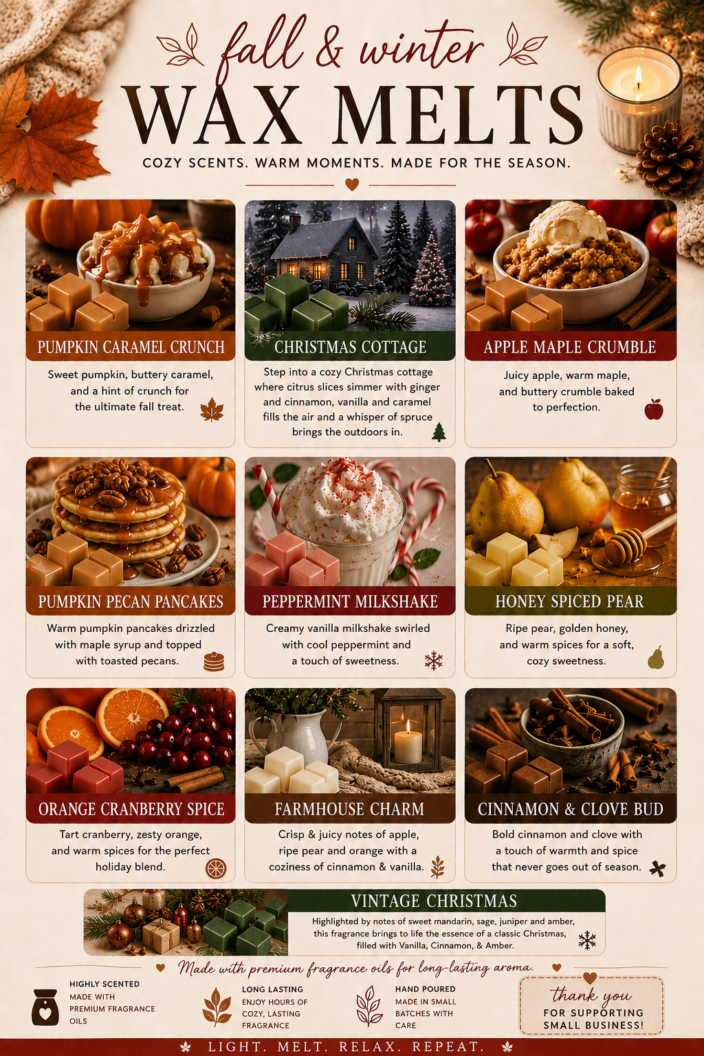 Wax Melt Cubes: Fall + Winter