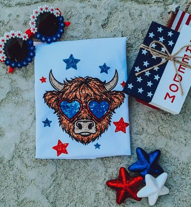 faux glitter highland america cow