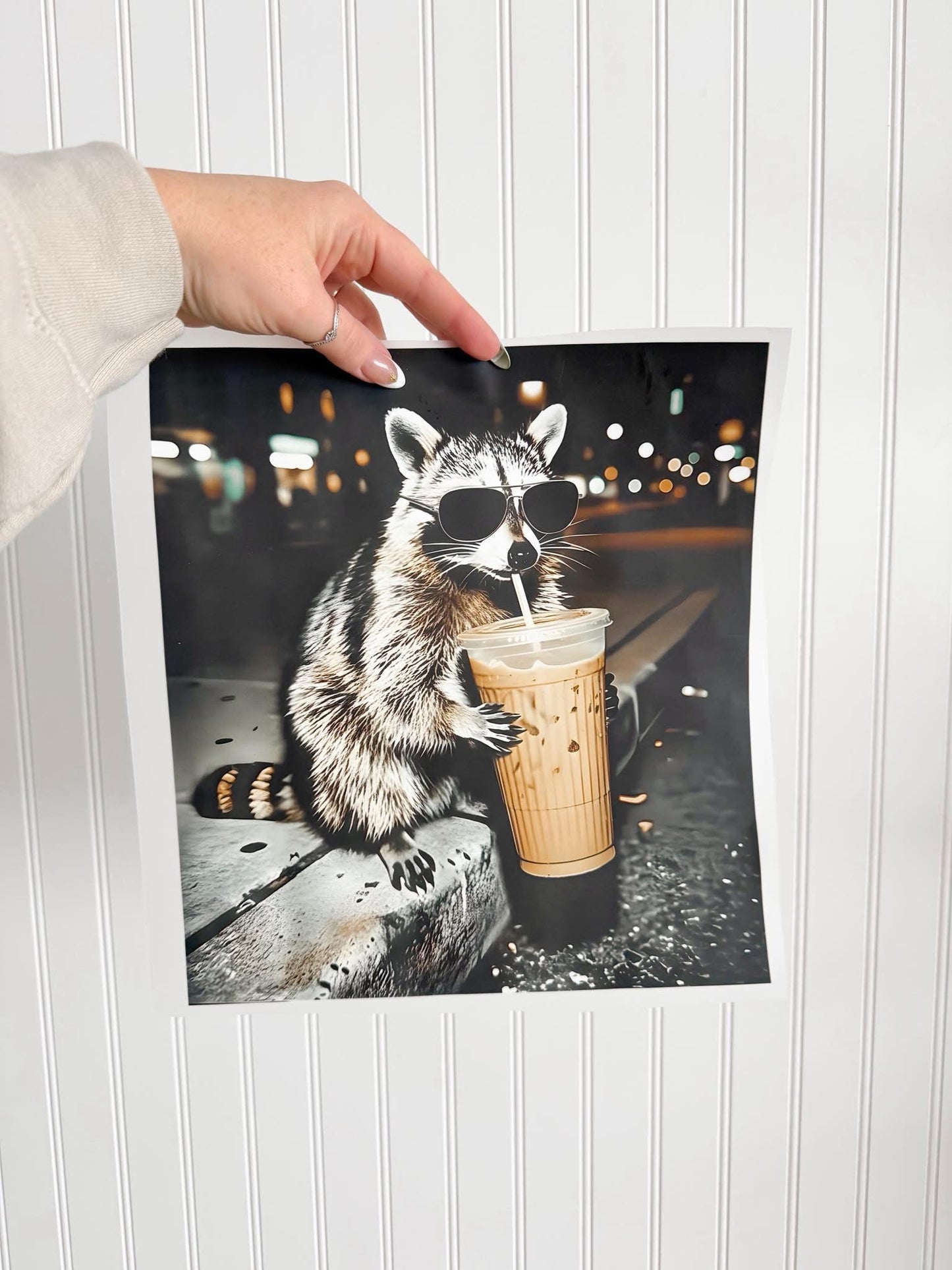 Iced coffee racoon