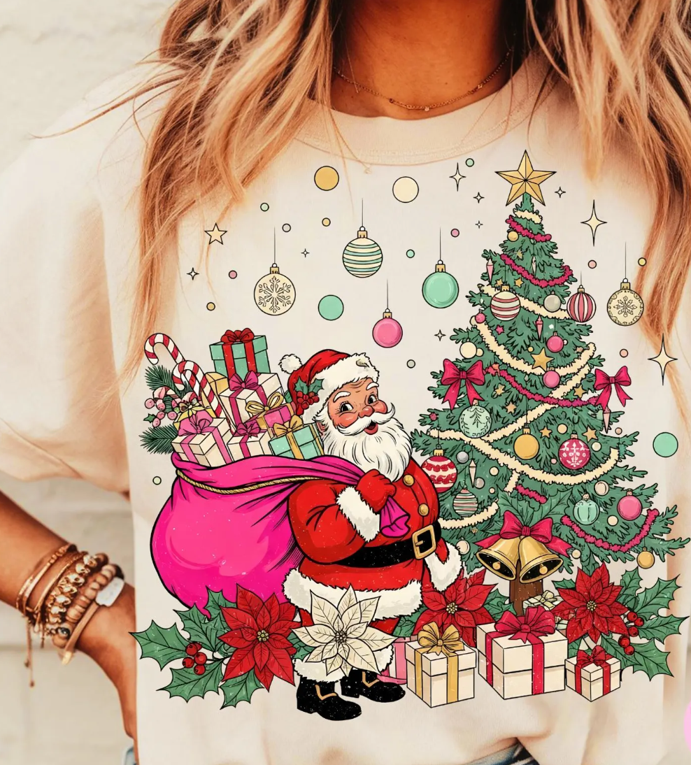 retro pink santa