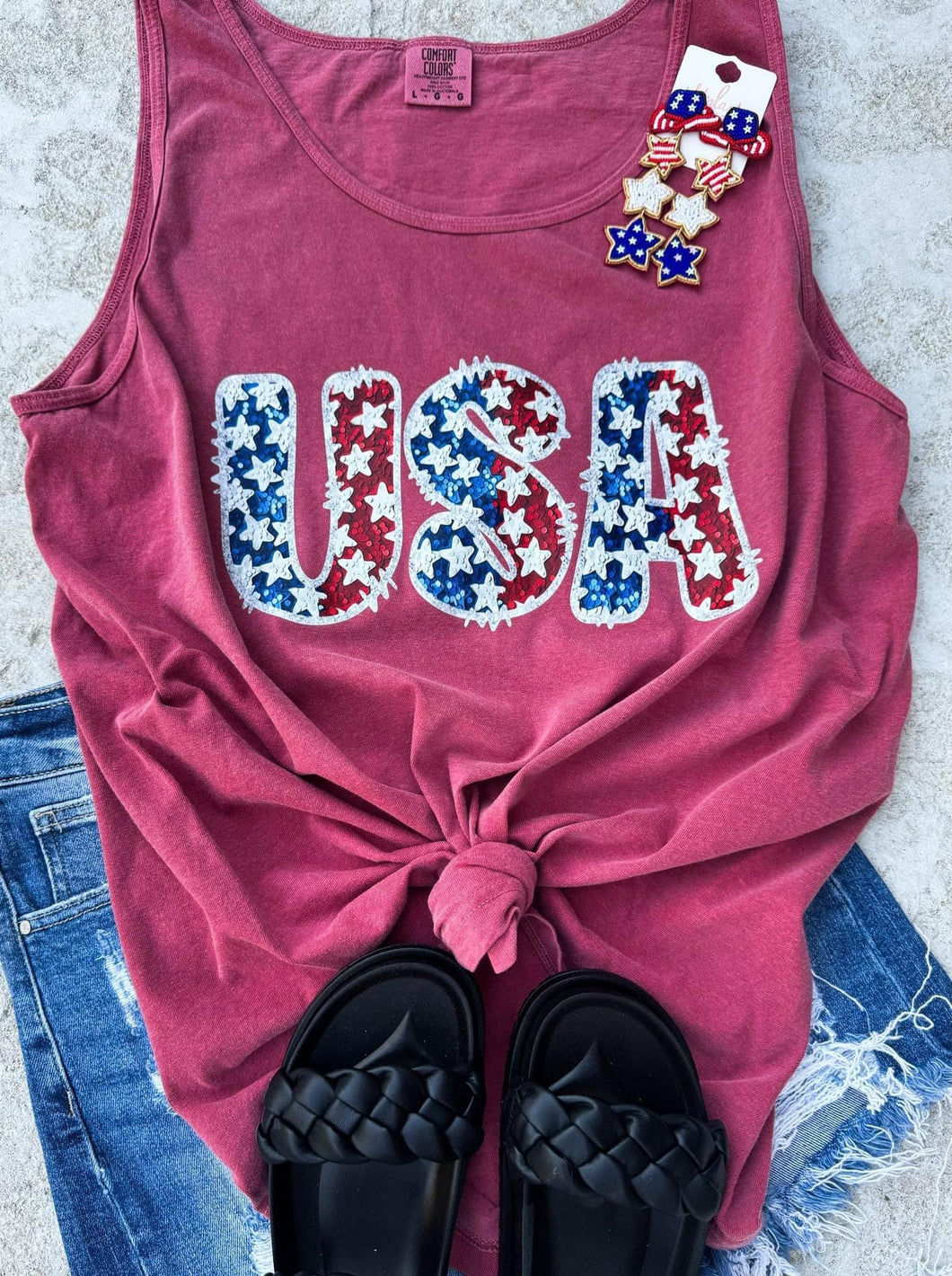 USA glitter sequin tank