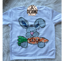 Load image into Gallery viewer, Kids Easter bunny name plate tee