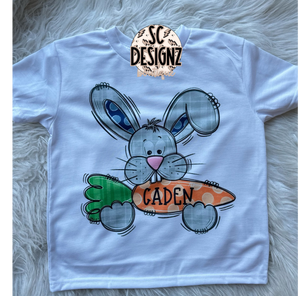 Kids Easter bunny name plate tee