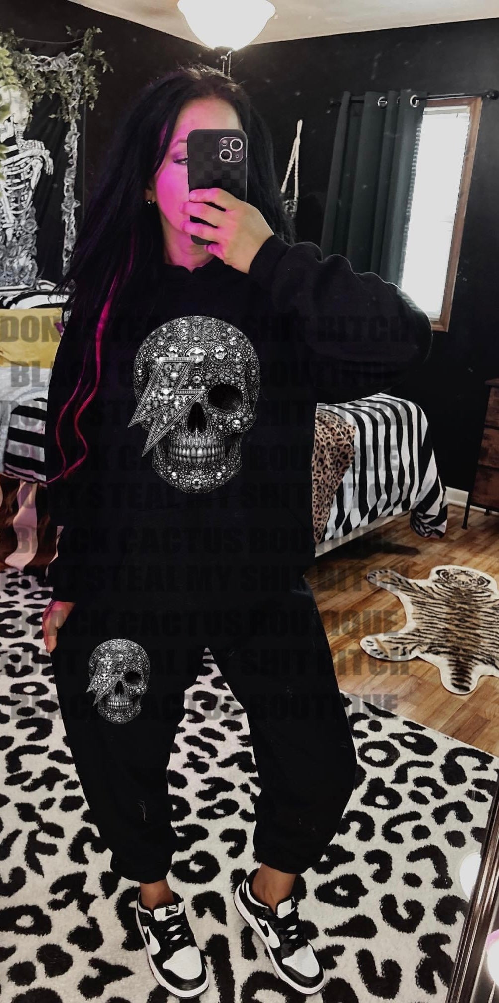 Faux glitter skull lounge set