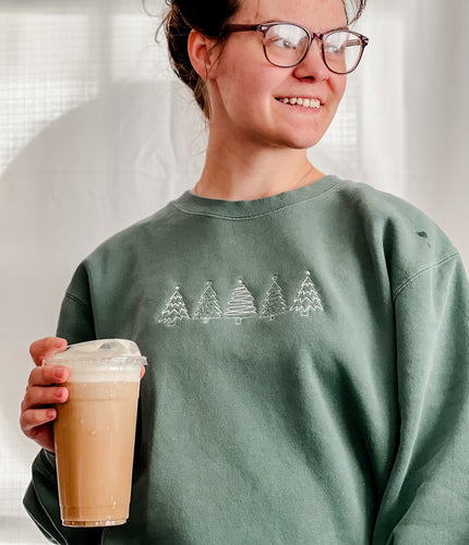 Christmas trees embroidered sweatshirt