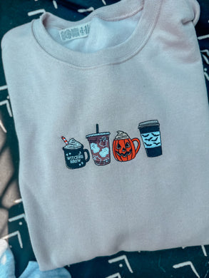 Fall latte embroidered sweatshirt - VE