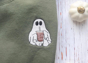 Iced Coffee Ghost Embroidered crewneck