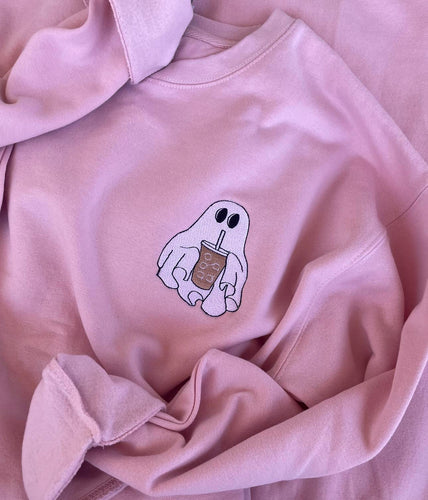 Iced Coffee Ghost Embroidered crewneck