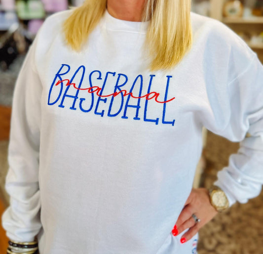 Baseball/softball mama embroidered sweatshirt