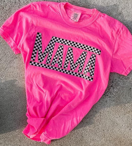 Neon Checkered mama tee