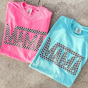 Neon Checkered mama tee