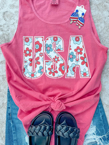 Floral USA  tank