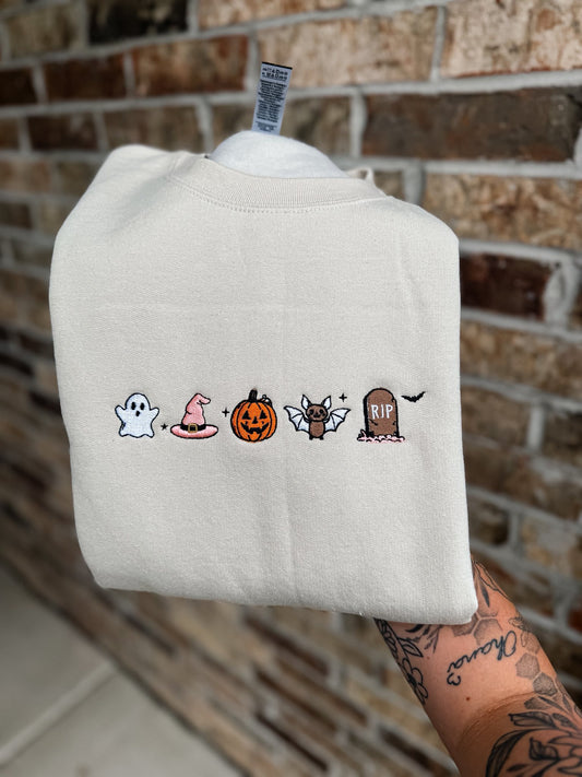 fall vibes embroidered sweatshirt