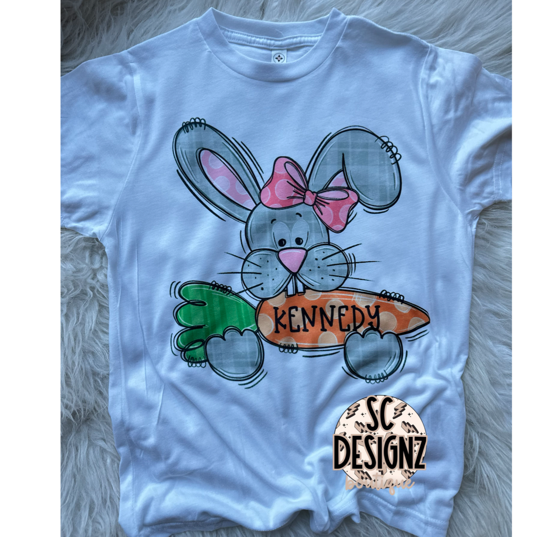 Kids Easter bunny name plate tee