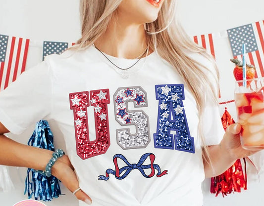 faux glitter USA w/bow