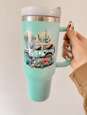 Teal Jeep 40oz tumbler