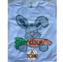 Load image into Gallery viewer, Kids Easter bunny name plate tee