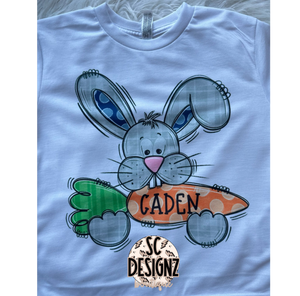 Kids Easter bunny name plate tee