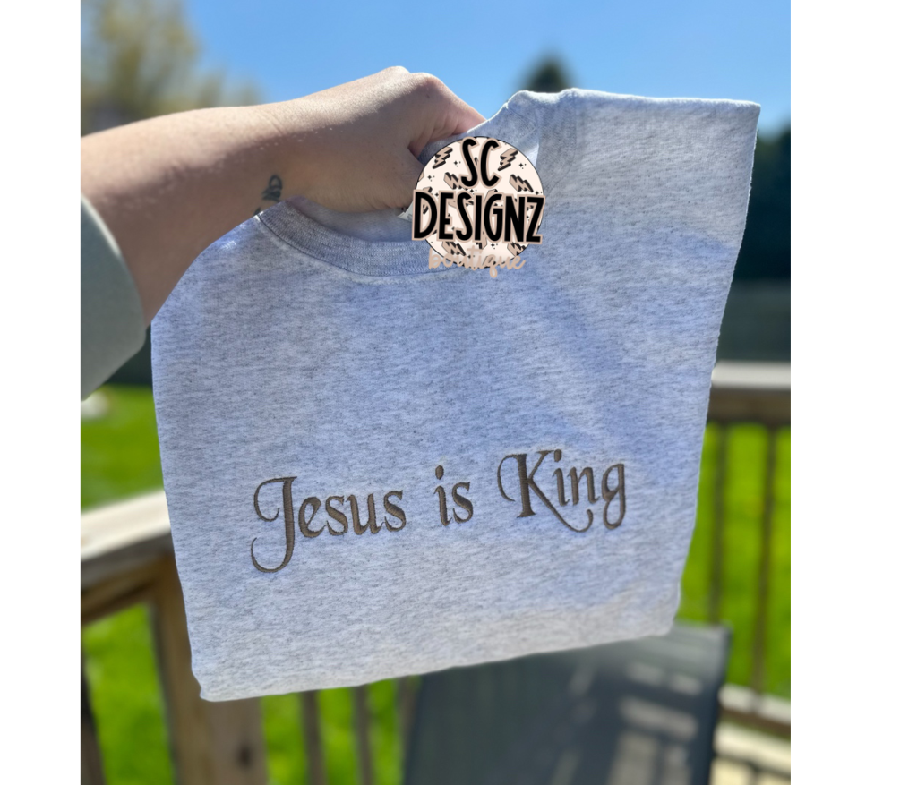 Jesus is king embroidered sweatshirt