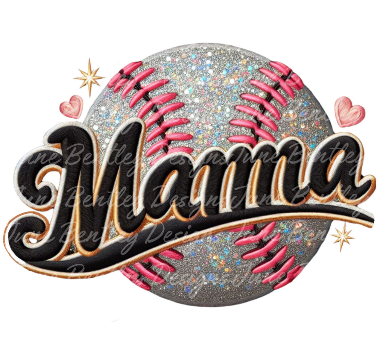 faux glitter baseball mama