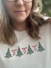 Load image into Gallery viewer, christmas trees + bows embroidered sweatshirt
