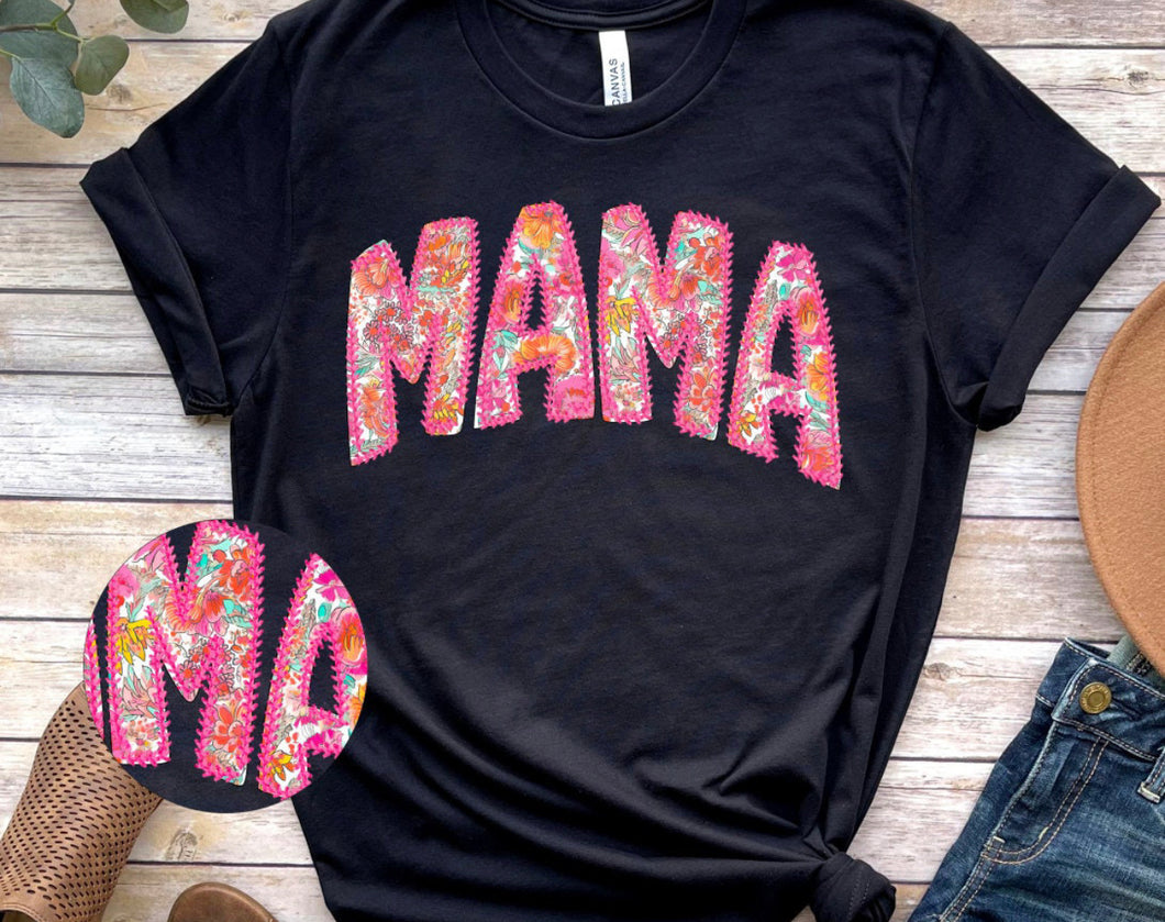 faux embroider floral mama