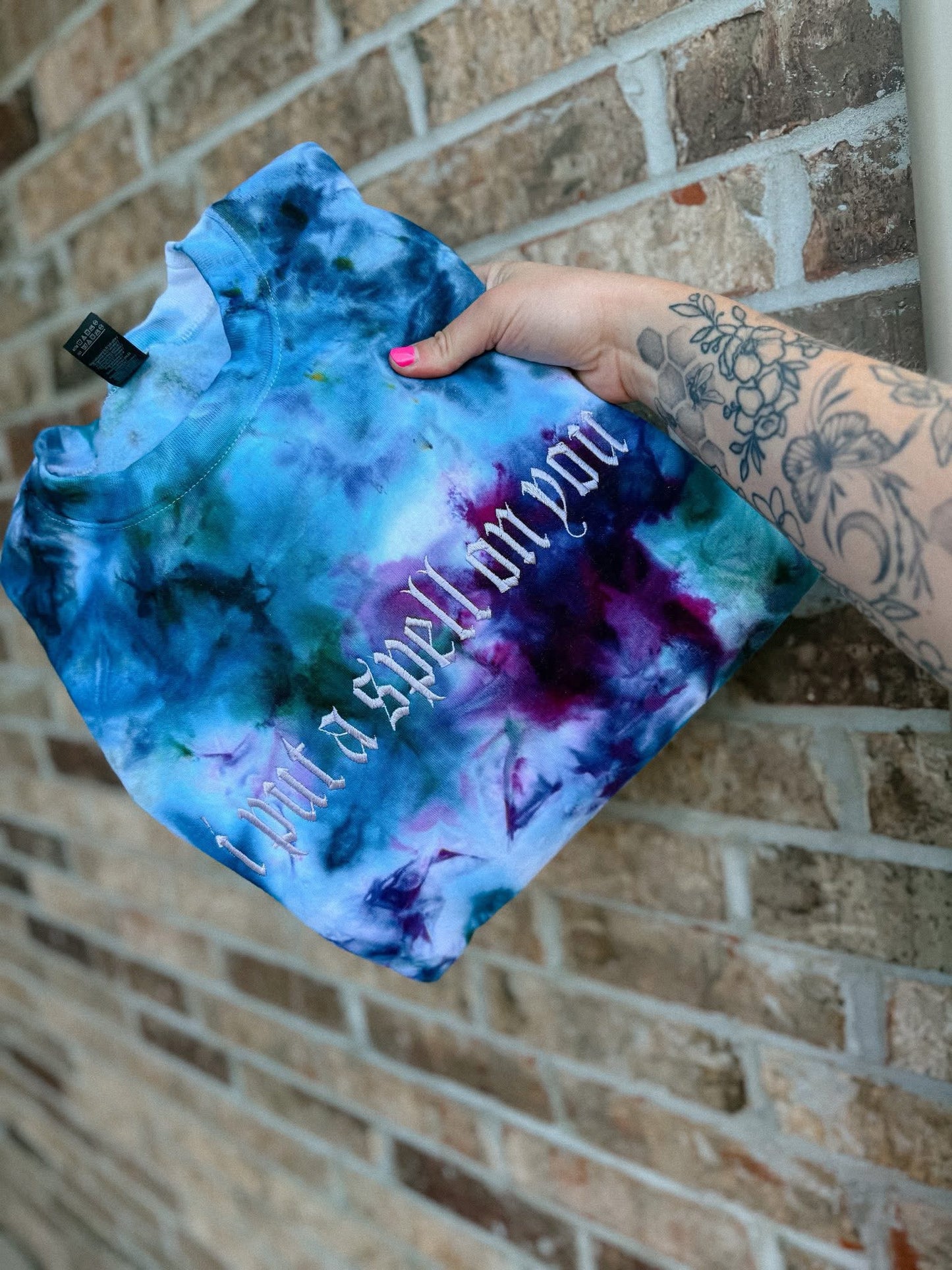 Spell on you embroidered hand dyed sweatshirt