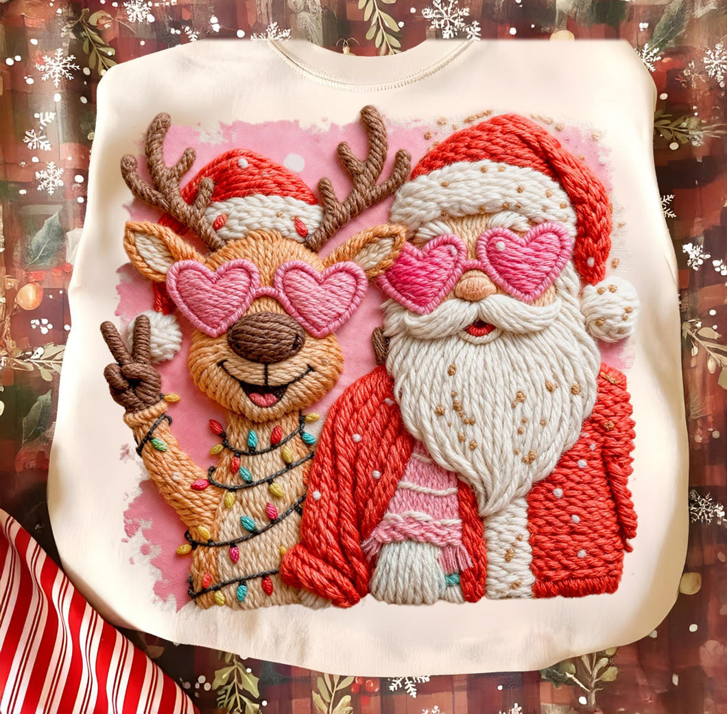 faux yarn santa and reindeer