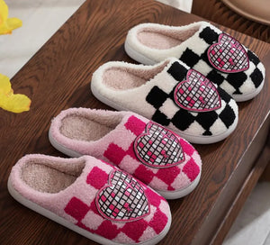 disco heart slippers