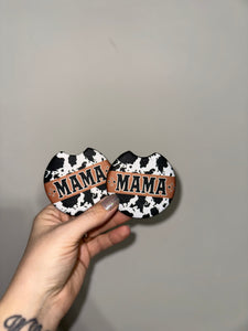 Cowhide mama car coasters