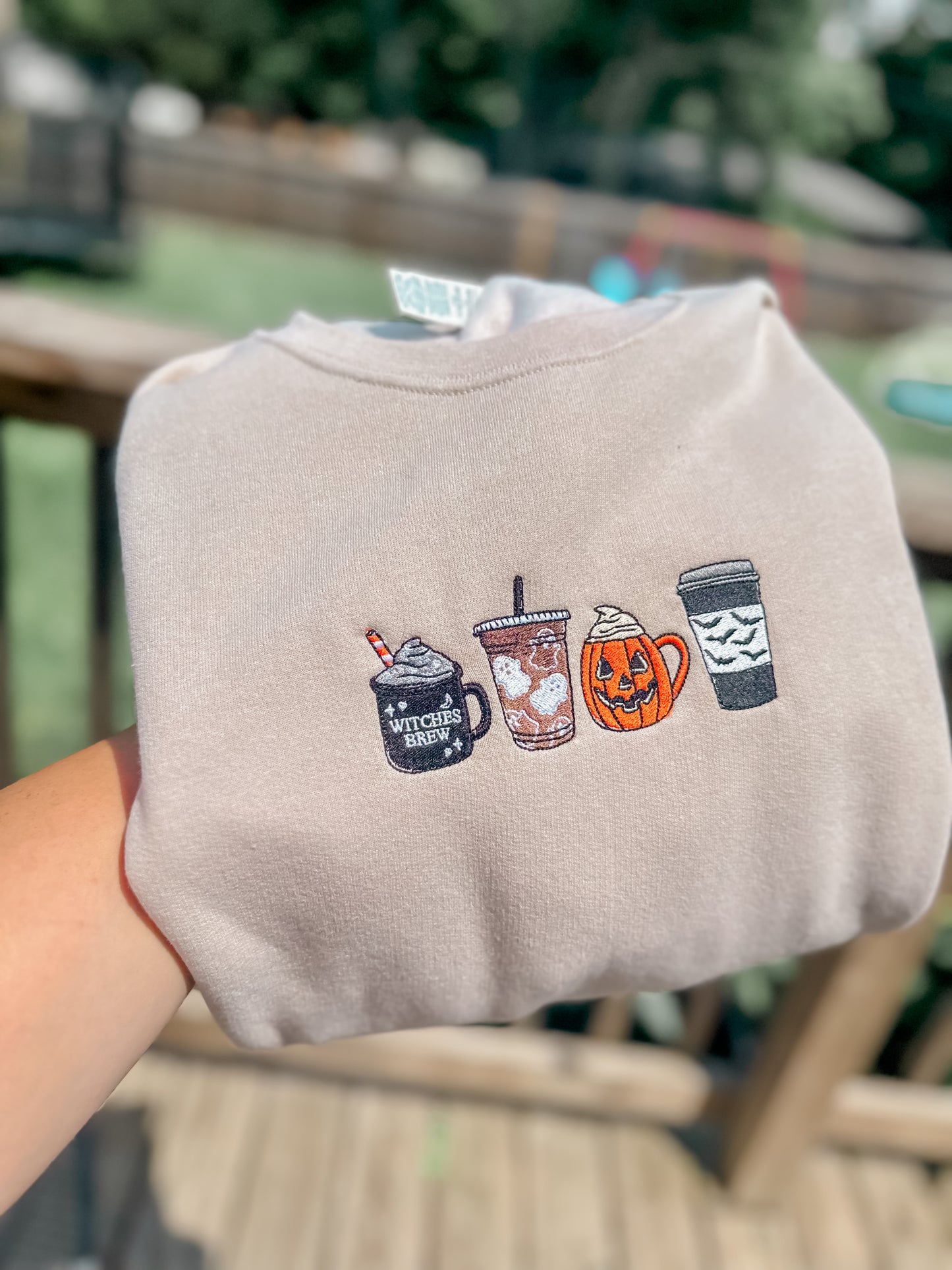 Fall coffee embroidered sweatshirt
