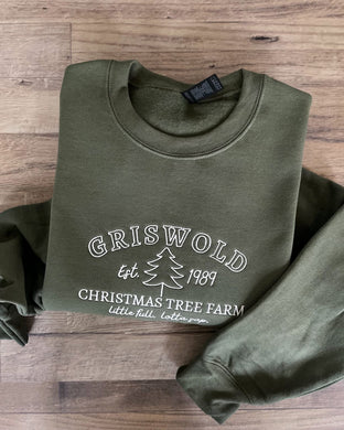 Griswold tree farm embroidered sweatshirt