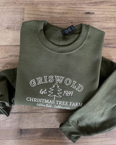 Griswold tree farm embroidered sweatshirt