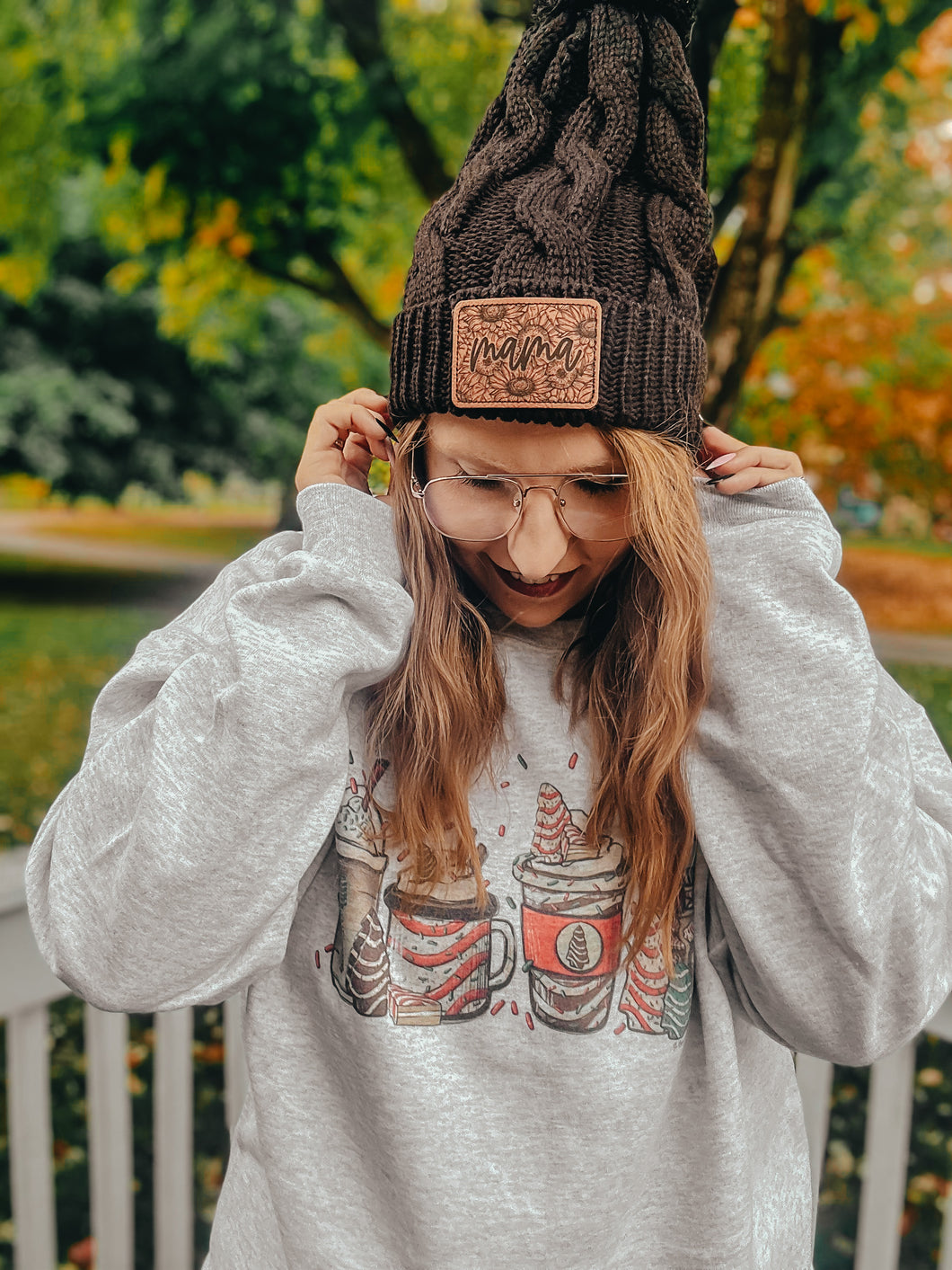 Floral mama beanie