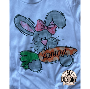 Kids Easter bunny name plate tee