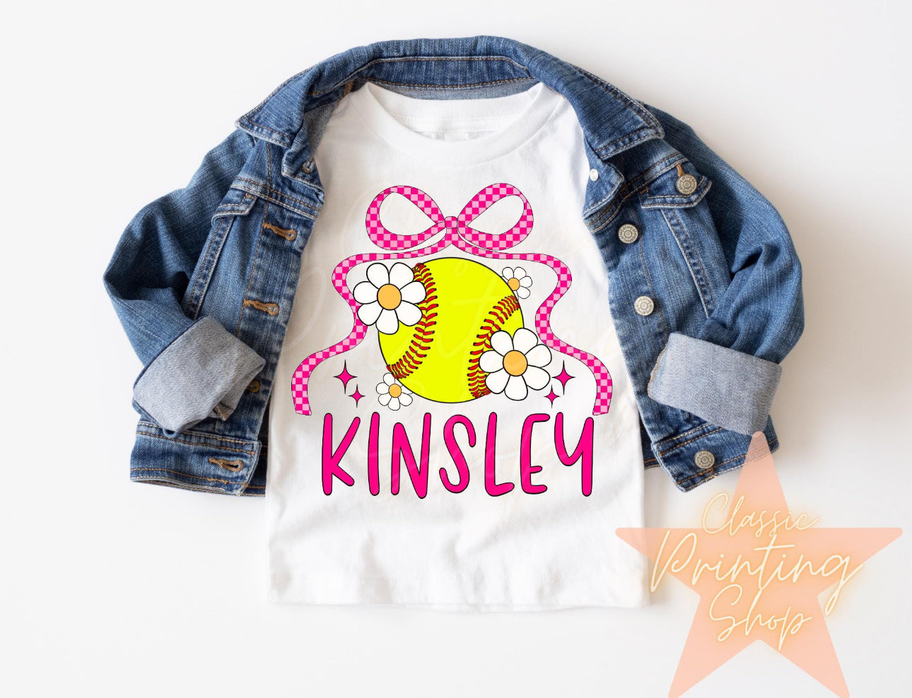 little girl softball personalized tee