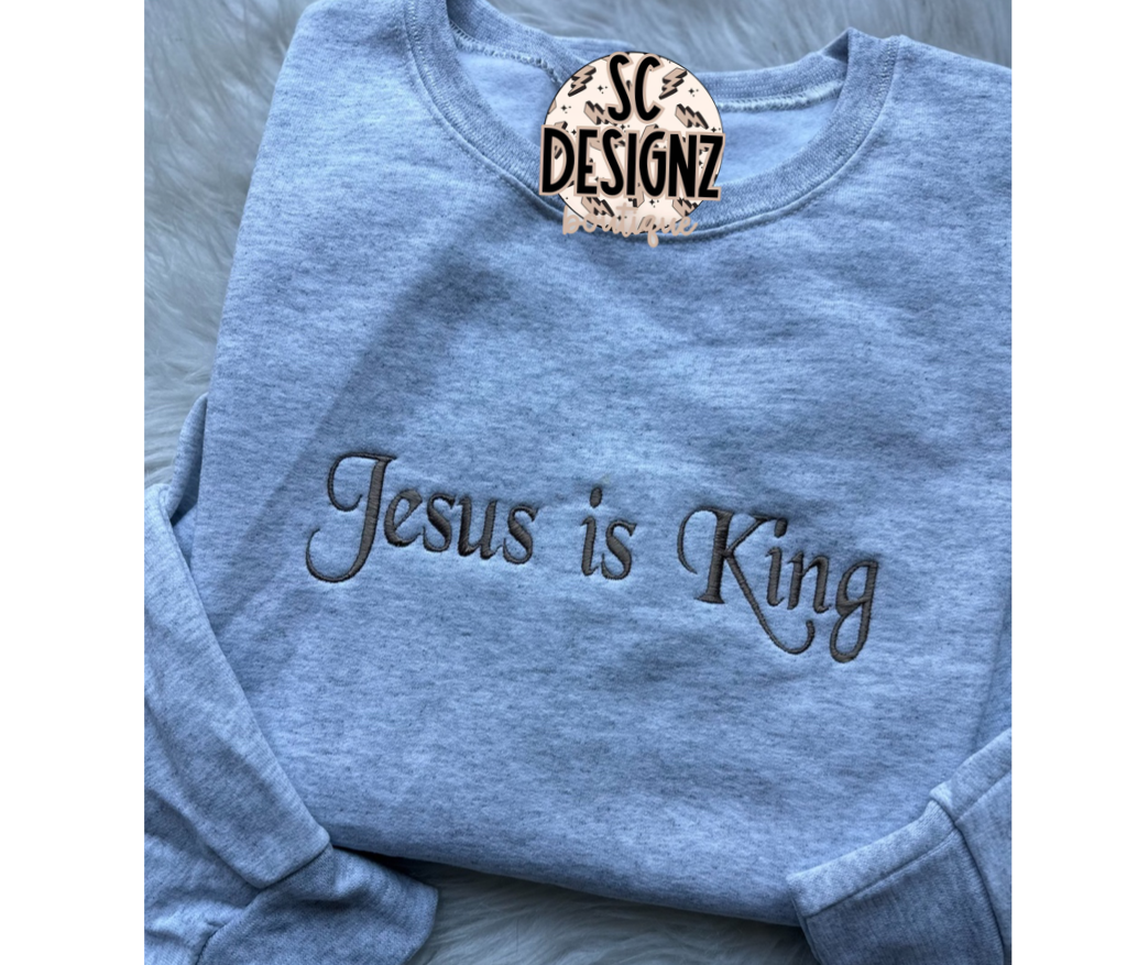 Jesus is king embroidered sweatshirt