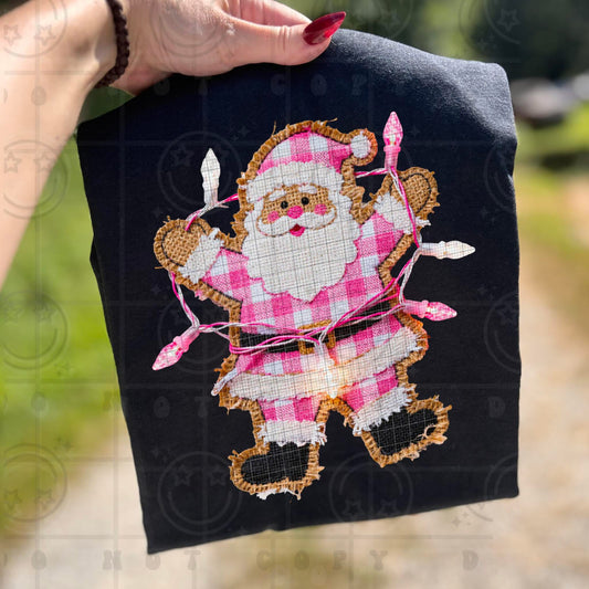 pink patchwork santa