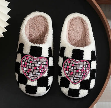 disco heart slippers