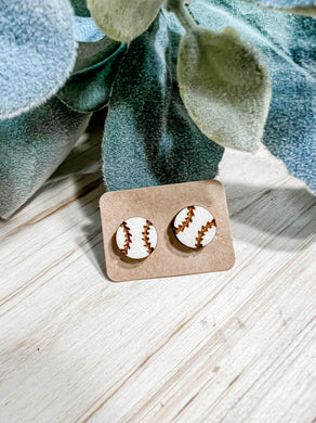 Baseball stud earrings