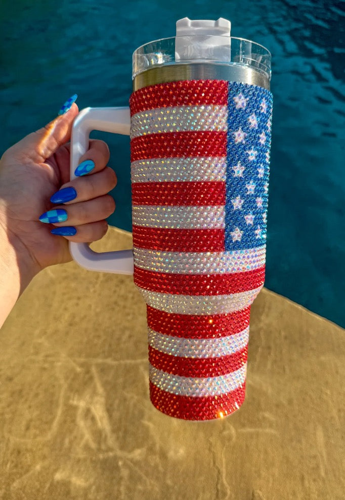 fourth of july rhinestone 40 Oz tumbler