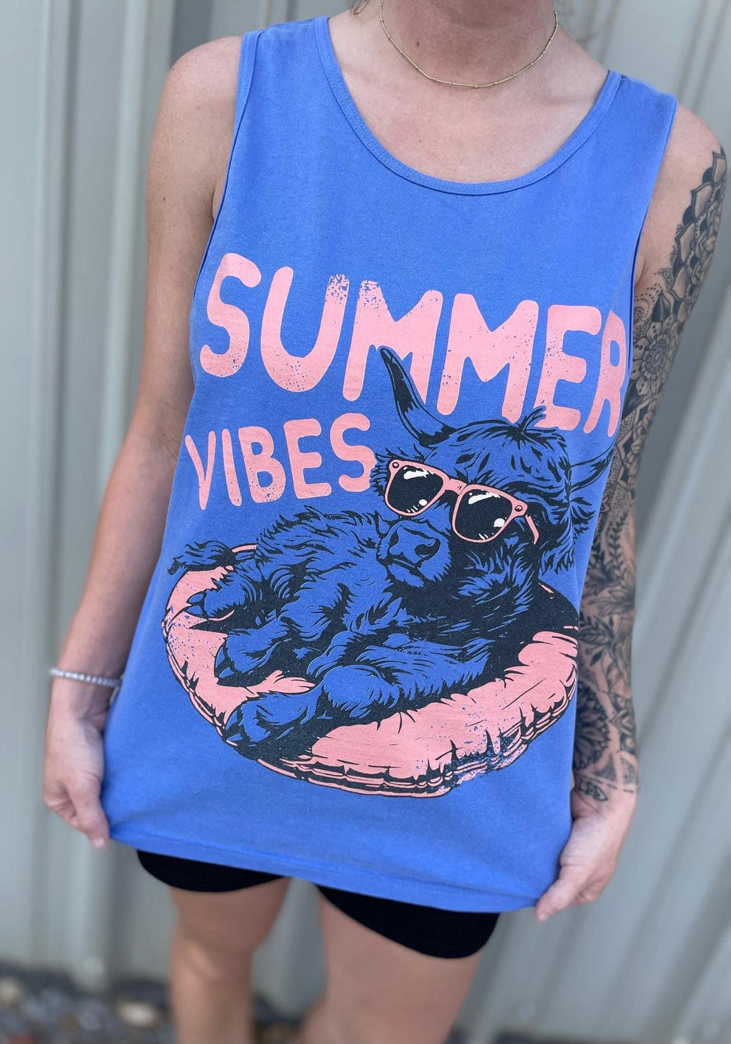 Summer vibes cow tank