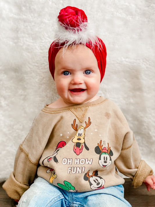 santa baby top knot bow