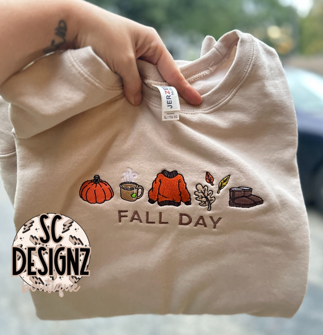 fall day embroidered sweatshirt