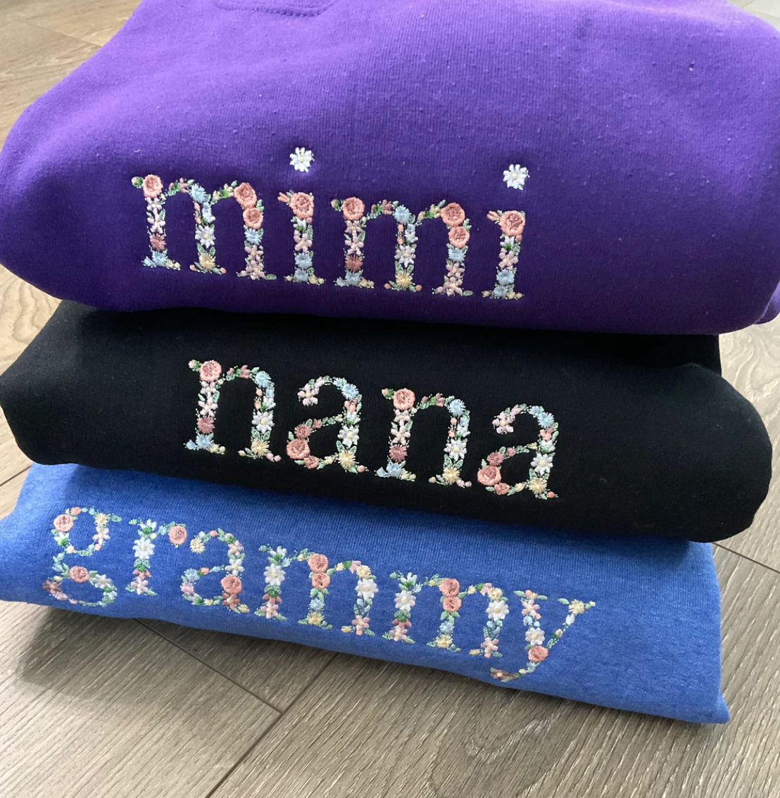 Floral custom embroidered sweatshirt