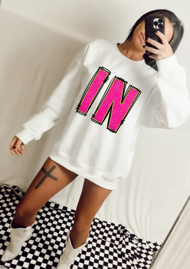 IN shimmer pink valentines sweatshirt